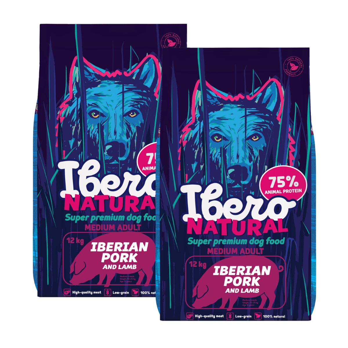 Ibero Natural Dog Medium Adult - 2x12kg