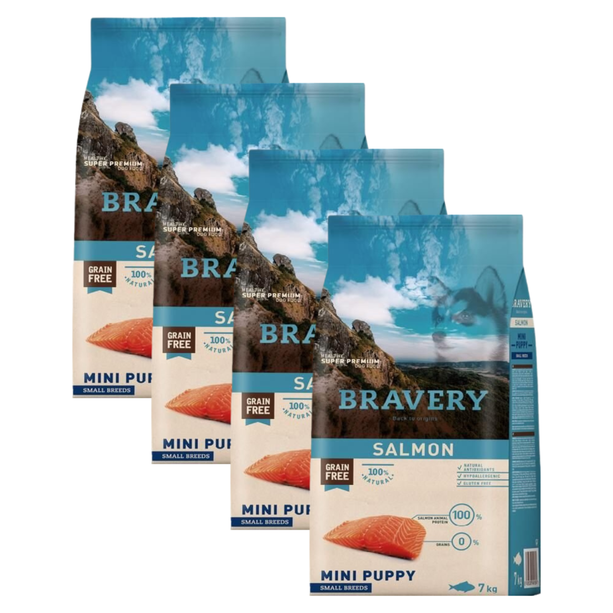 Bravery Dog Mini Puppy Salmon - 4x2kg