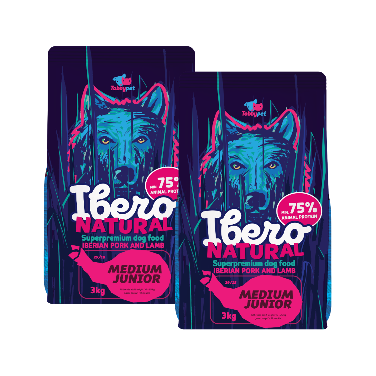 Ibero Natural Dog Medium Junior - 2x3kg