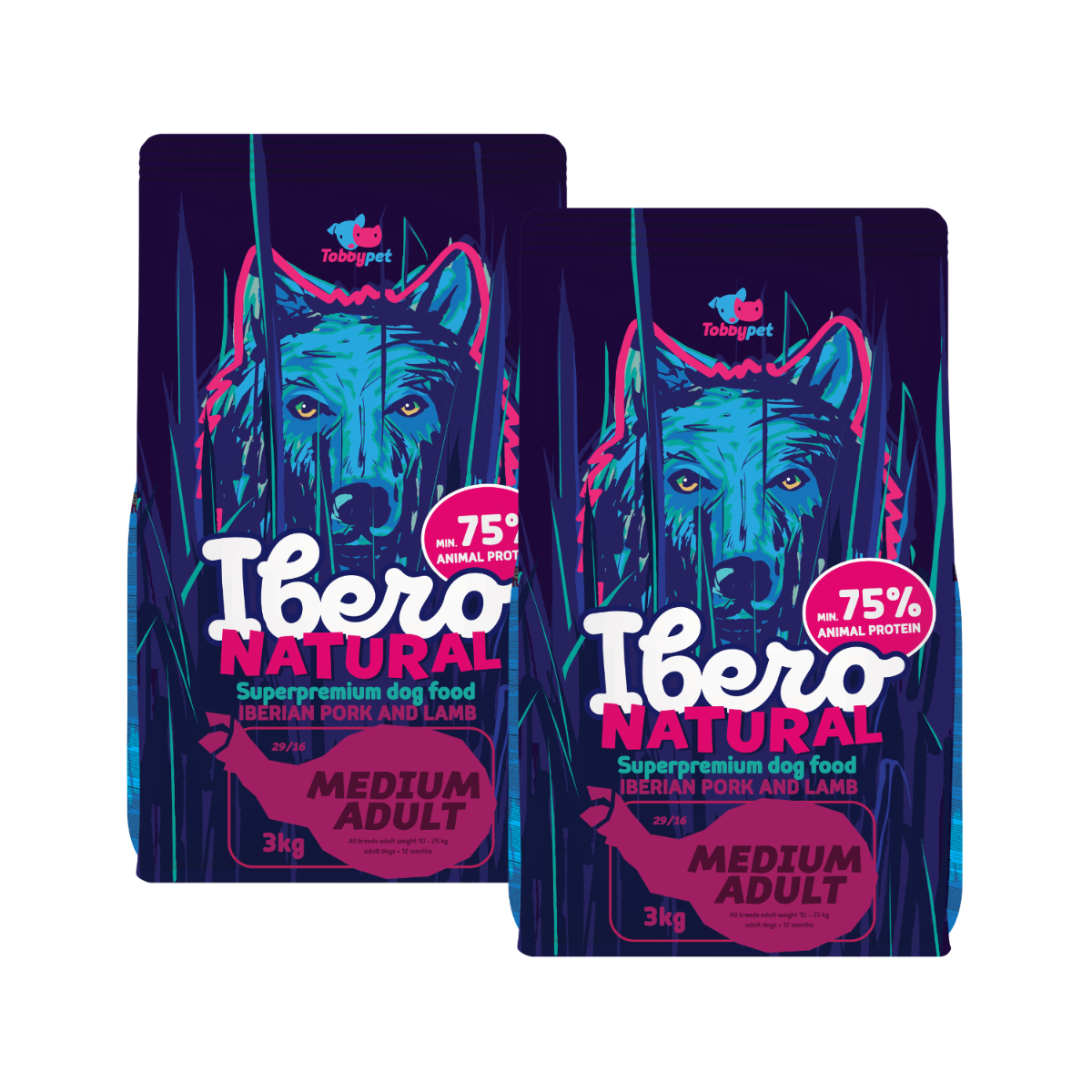 Ibero Natural Dog Medium Adult - 2x3kg