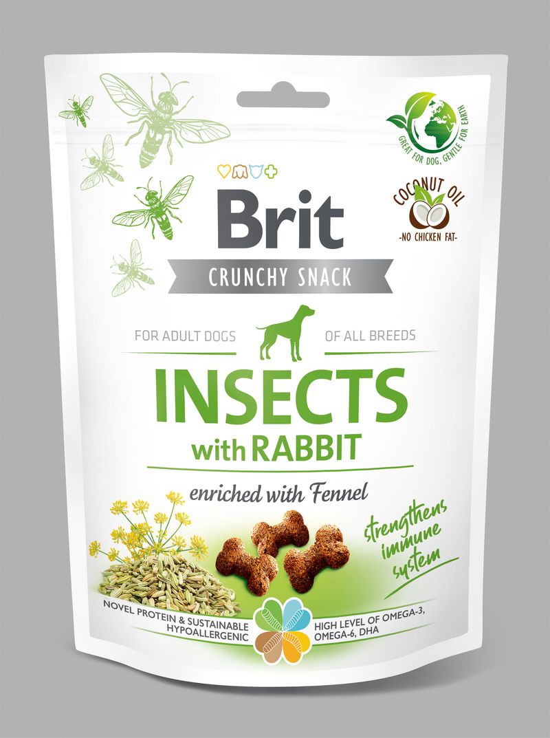 Brit Care chrumkavý snack hmyzí so zajacom s príchuťou feniklu 200 g