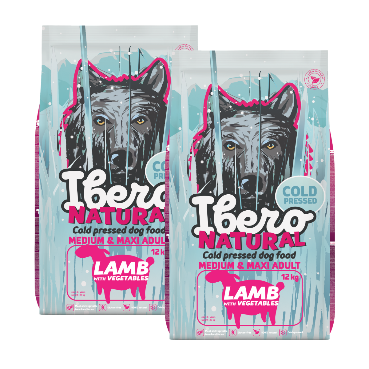 Ibero Cold Press Dog Medium &amp; Maxi Adult Lamb - 2x12kg