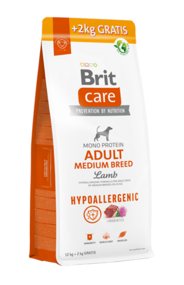 Brit Care Dog Hypoallergenic Adult Medium Breed 12+2 kg