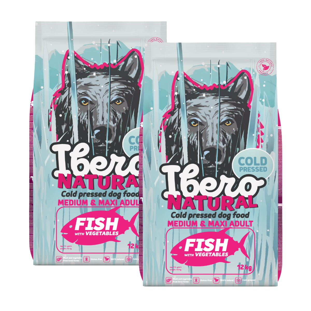 Ibero Cold Press Dog Medium &amp; Maxi Adult Fish - 2x12kg