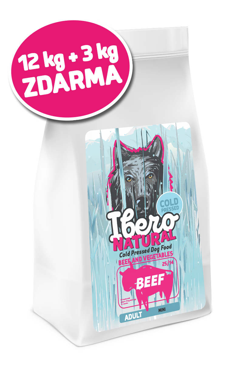 Ibero COLD PRESSED dog adult SMALL BEEF - 3kg