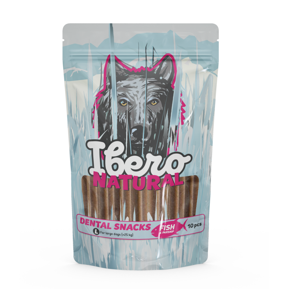 Ibero Dental Snacks Ryba/Paštrnák 460g - L (10ks)