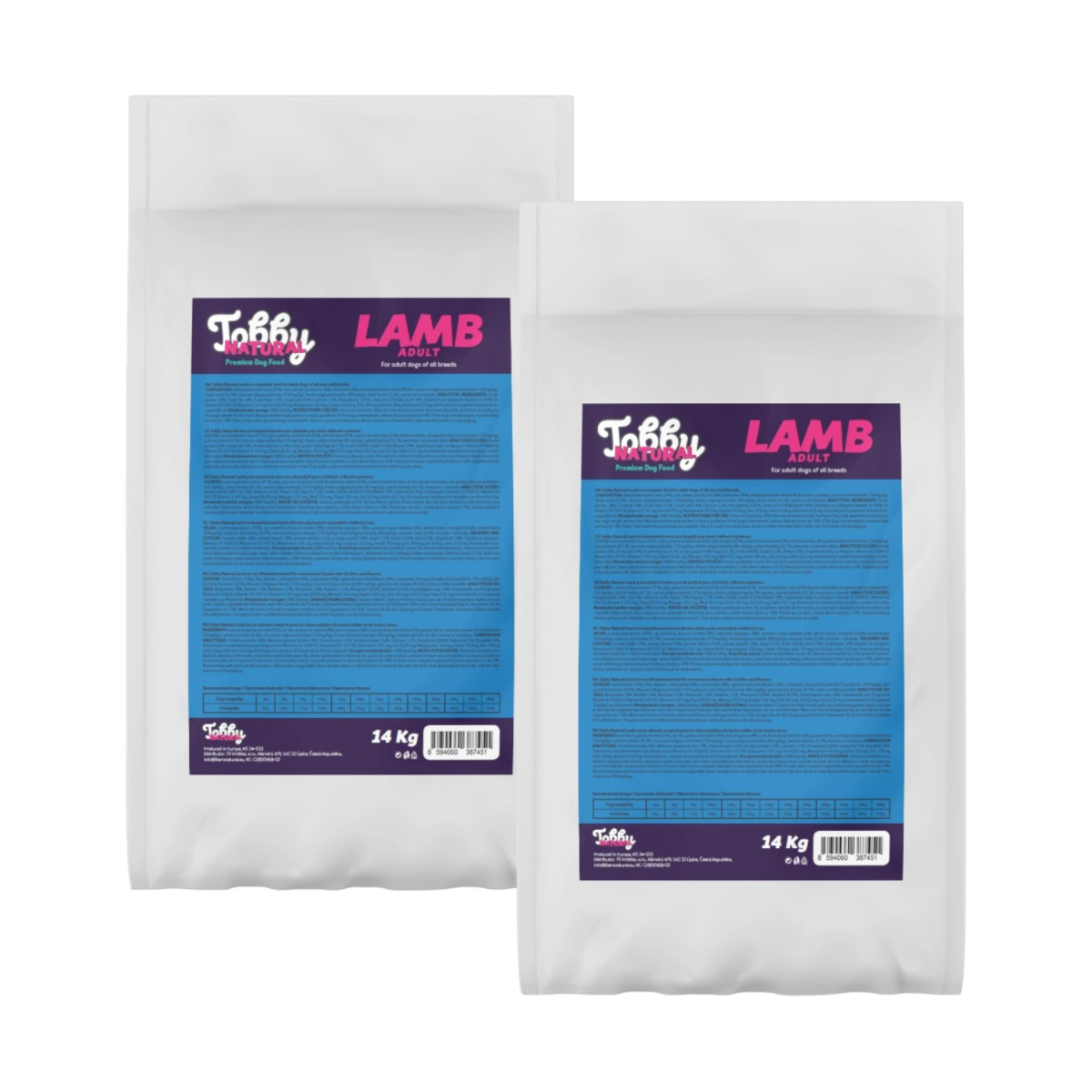 Tobby Natural Adult Dog Lamb - 2x14kg