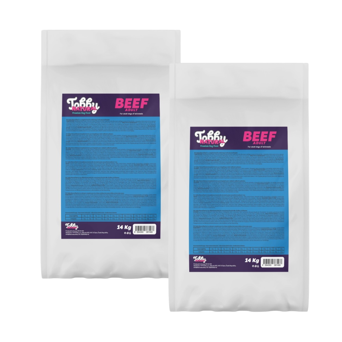 Tobby Natural Adult Dog Beef - 2x14kg