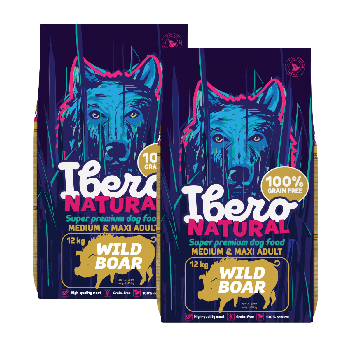 Ibero Grain Free Dog Medium &amp; Maxi Adult Wild Boar - 12kg