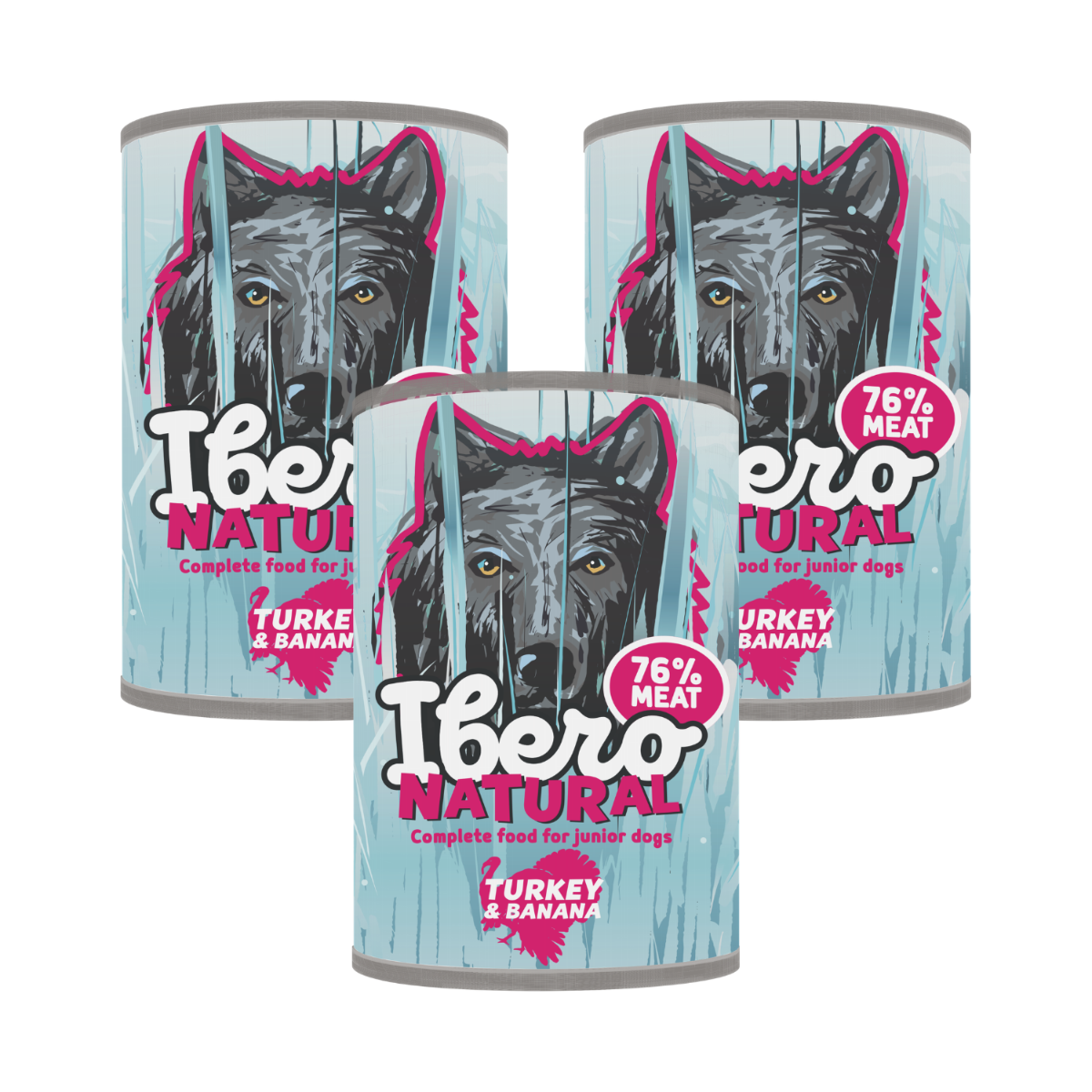 Ibero Complete Low Grain Junior Turkey &amp; Banana - 3x400g