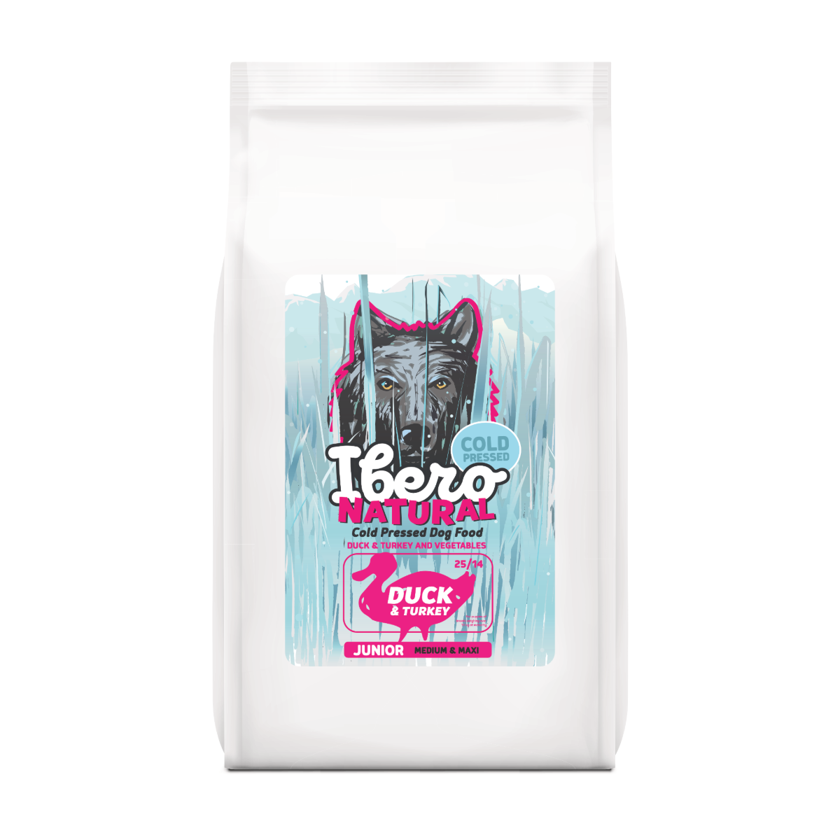 Ibero Cold Press Dog Medium &amp; Maxi Junior Duck&amp;Turkey - 12 + 3kg GRATIS