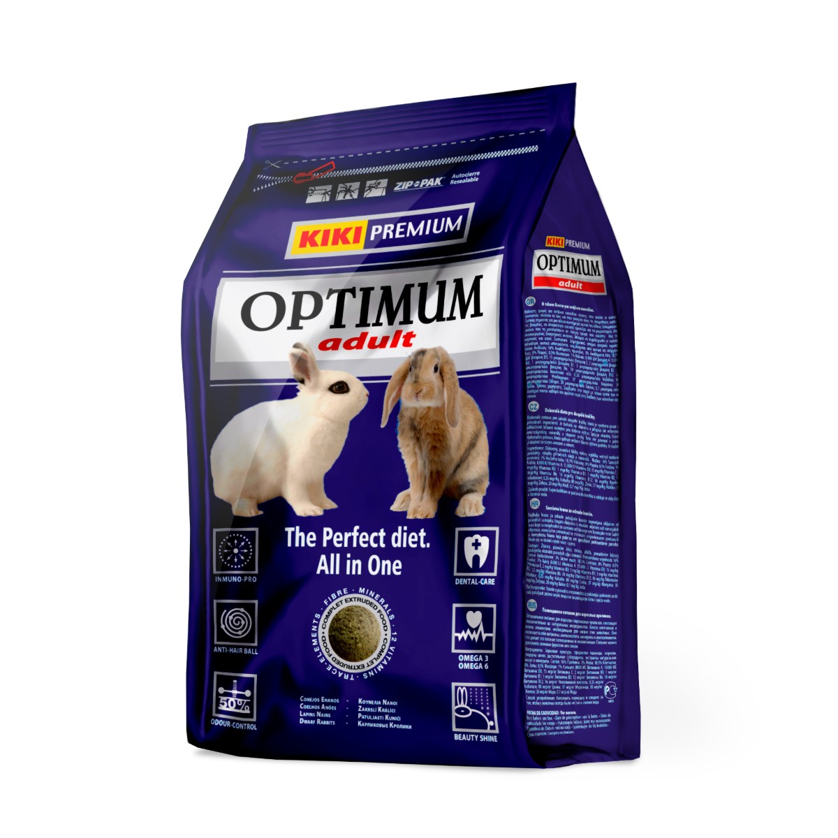 KIKI Premium Optimum Adult Zakrpatený Králik - 800g