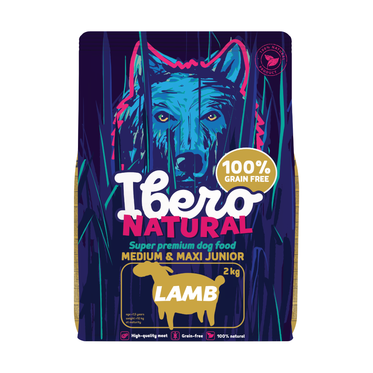 Ibero Grain Free Dog Medium &amp; Maxi Junior Lamb - 2kg