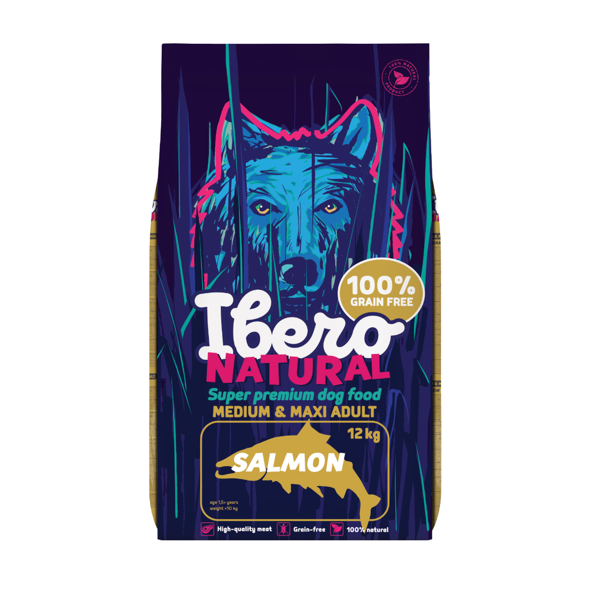 Ibero Grain Free Dog Medium &amp; Maxi Adult Salmon - 12kg