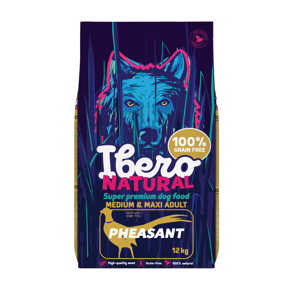 Ibero Grain Free Dog Medium &amp; Maxi Adult Pheasant - 12kg
