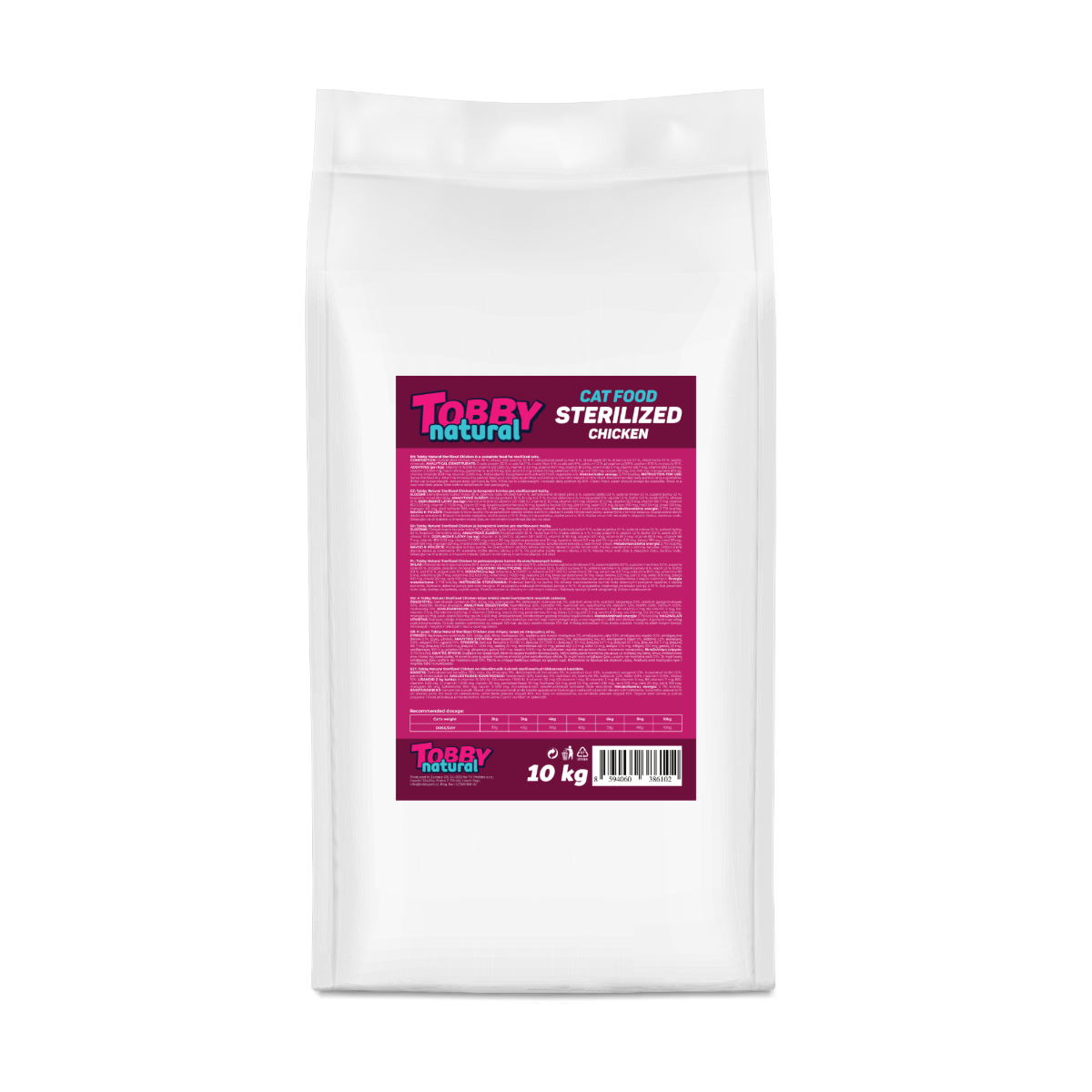 Tobby Natural Cat Sterilized Chicken - 10kg