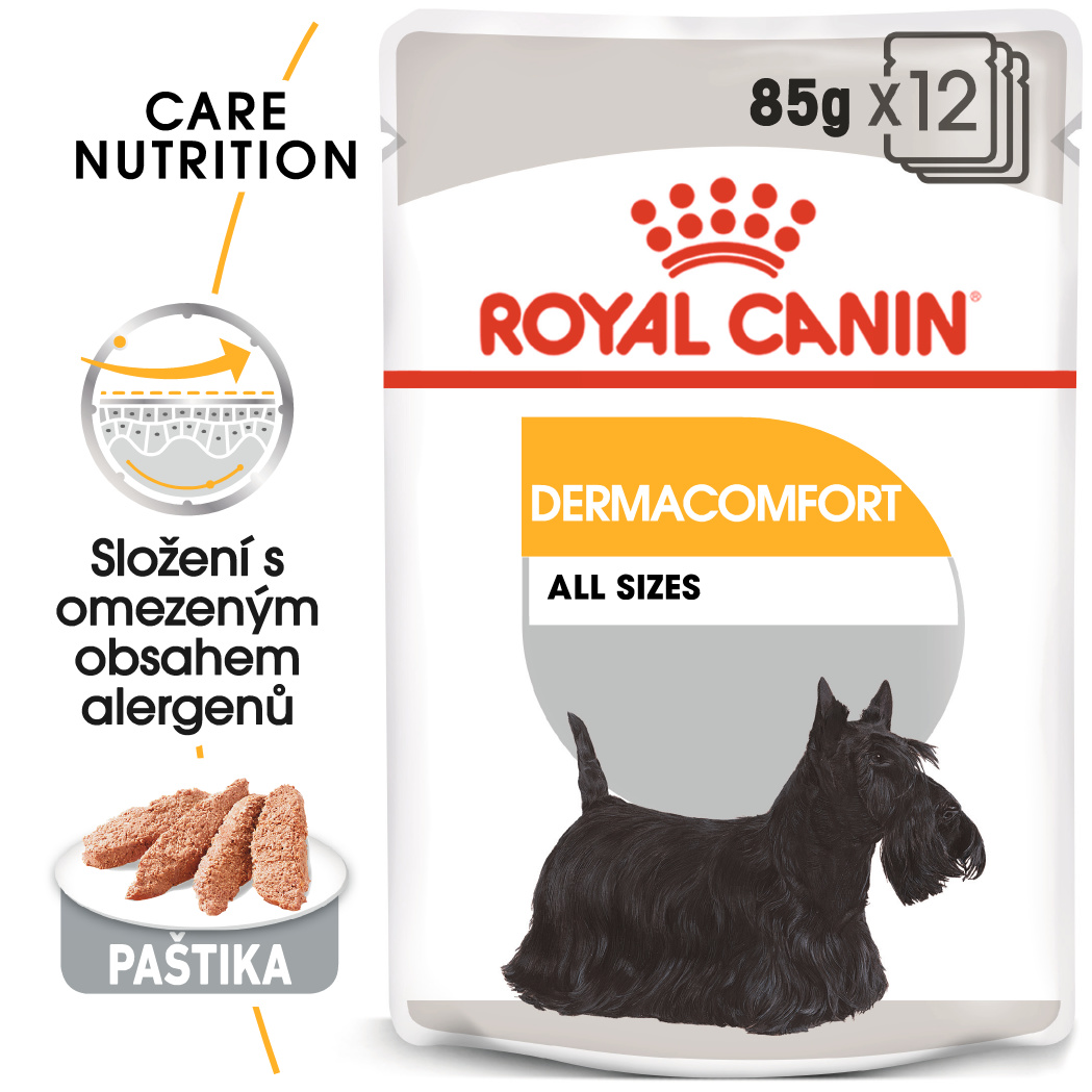 Royal Canin Dermacomfort Dog Loaf - kapsička s paštikou pro psy s problémy s kůží - 85g