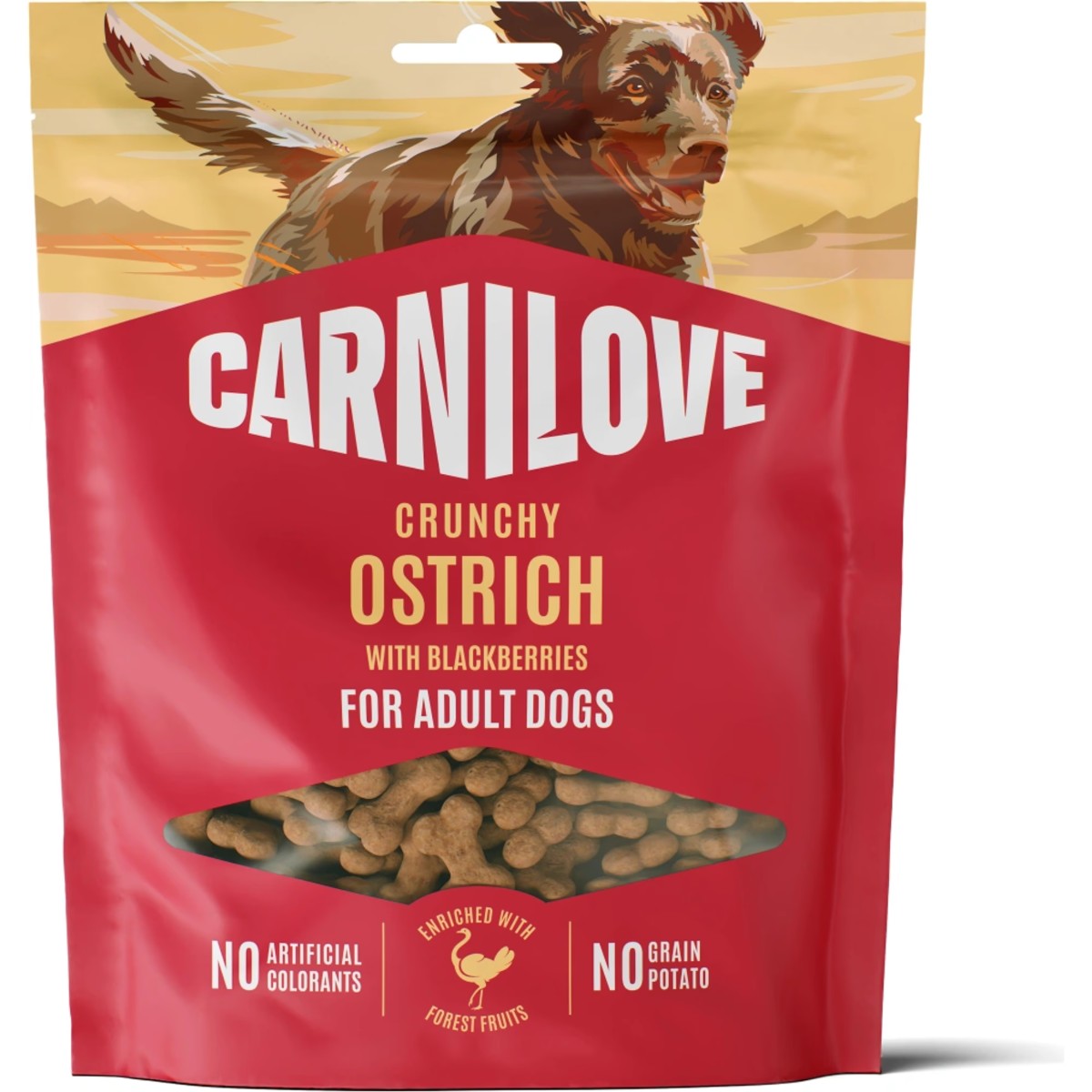 Ostrich with Blackberries CRUNCHY Snack for Dogs 200 g