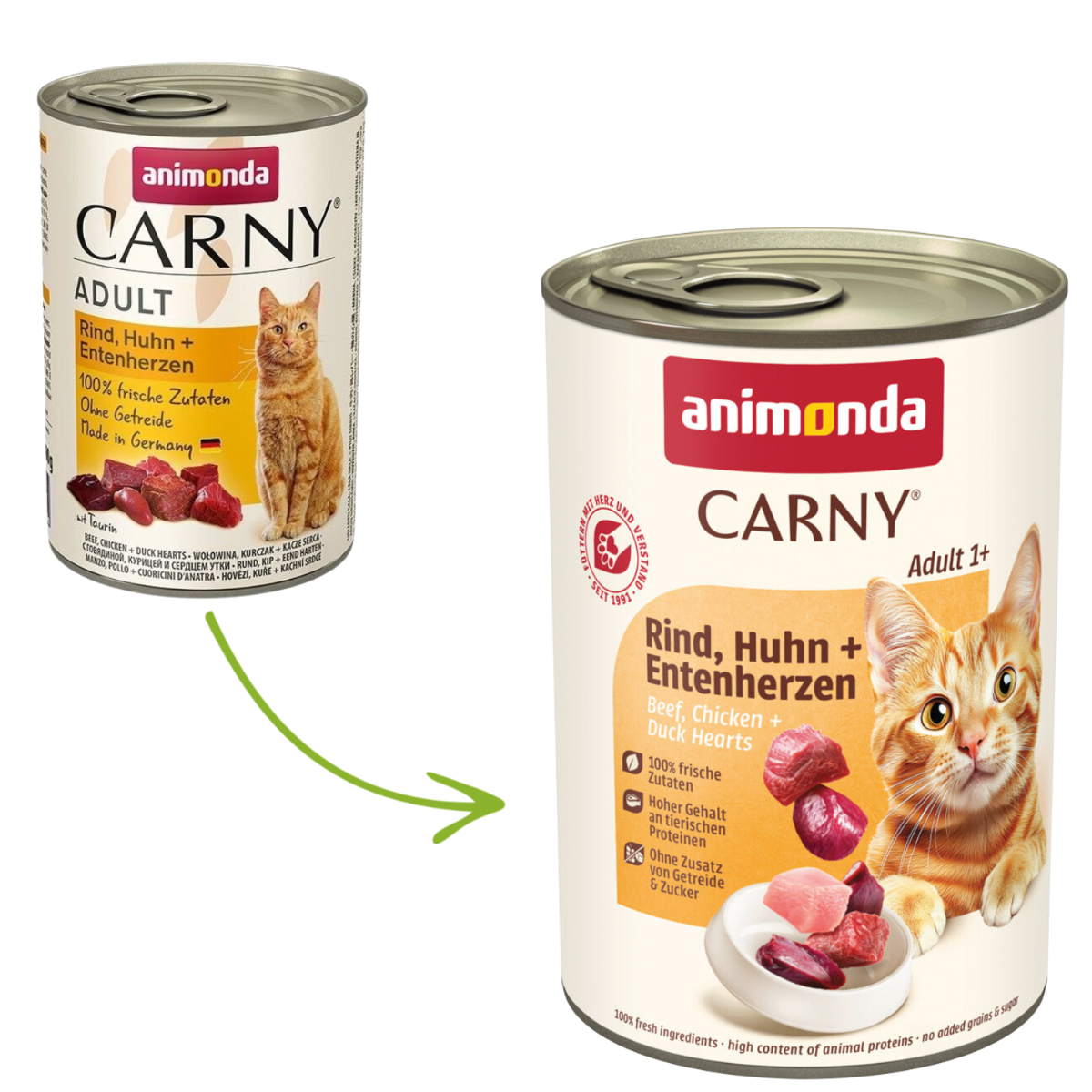 Konzerva ANIMONDA Carny Adult hovězí, kuřecí + kachní srdíčka 400g