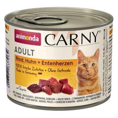ANIMONDA cat konzerva CARNY hovädzie / kura / kačacie srdce - 200g