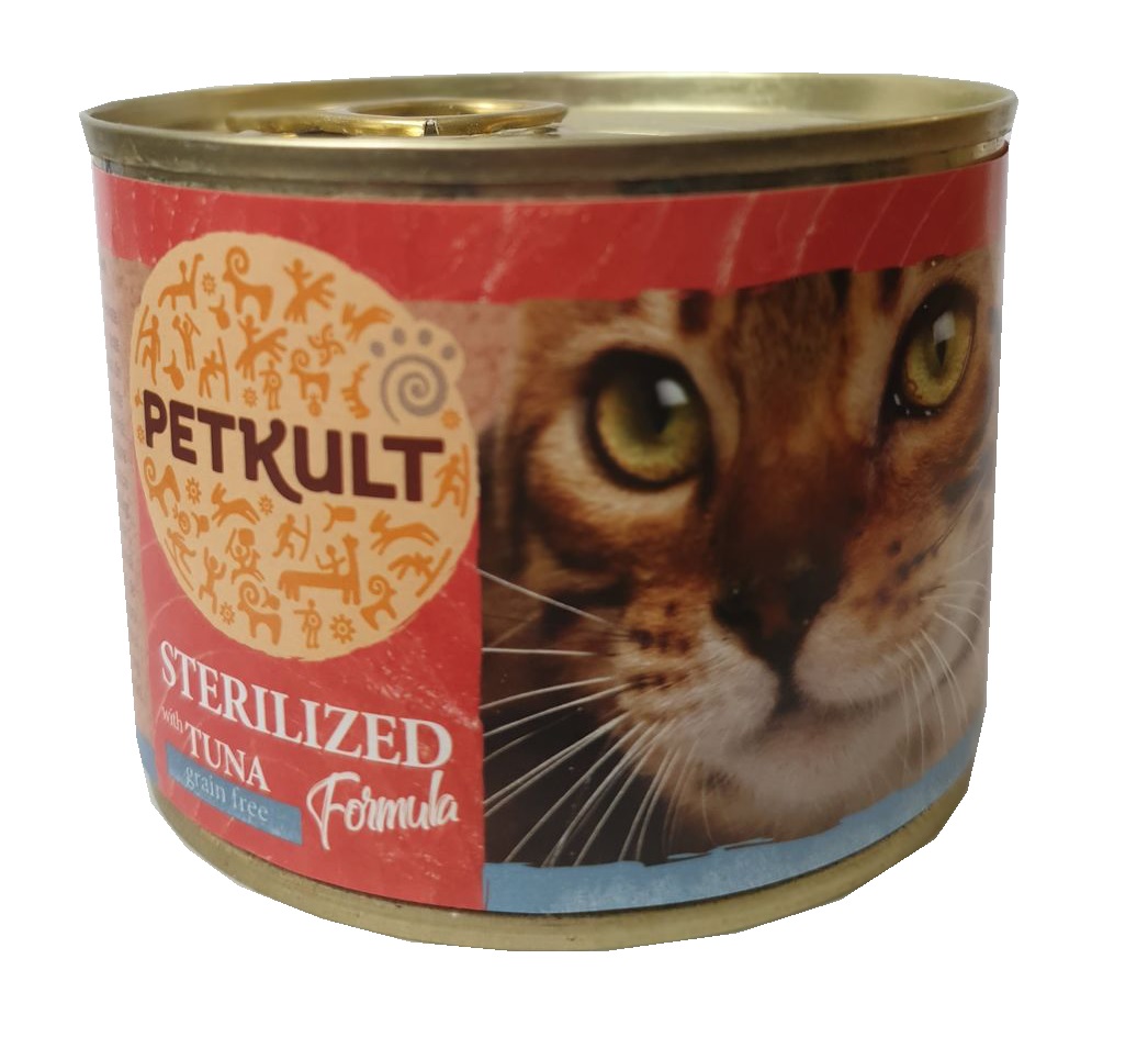 PETKULT cat konz. STERILISED tuňiak - 185g (10 + 2 gratis)