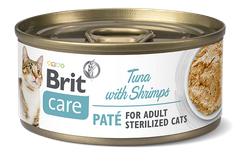 BRIT CARE cat konz. STERILISED TUNA paté/shrimps - 70g / expirace 2/2024