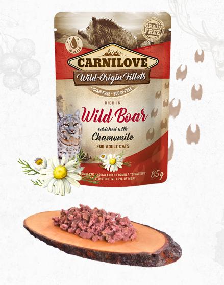 CARNILOVE cat kapsa ADULT WILD Boar/chamomile - 85g / expirace 10.8.2024