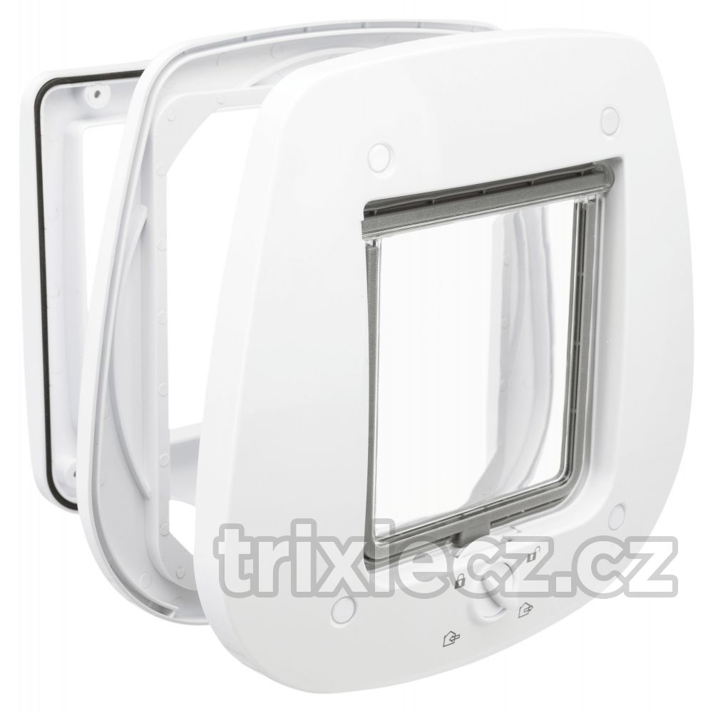 Trixie - DVIERKA priechodná 4-cestná / 27x26cm / sklenené dvere - bílé